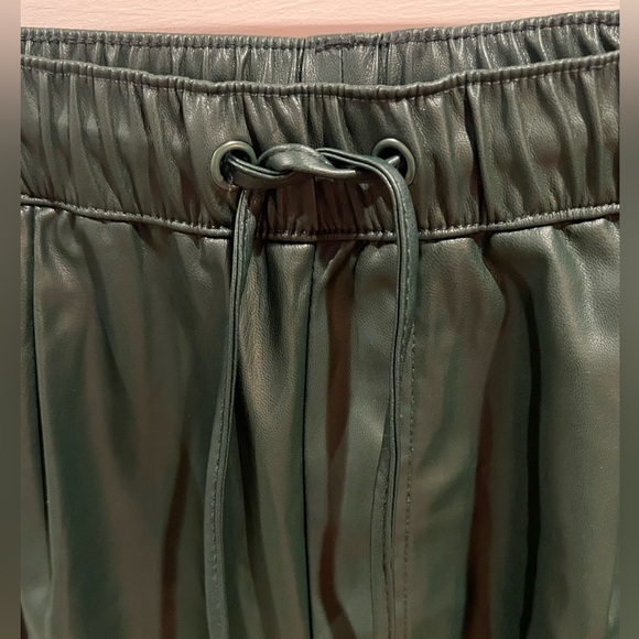 Zara Size Green Faux Leather The Weekend Pants, size small, NWOT, drawstring - Picture 4 of 8